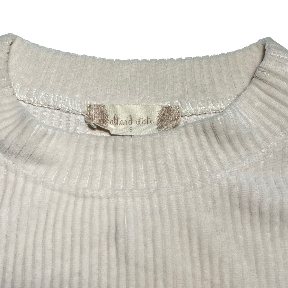 Altar'd State Cream Long Cuffed Sleeve Ribbed Cotton Blend Sweater Womens S - Picture 4 of 6